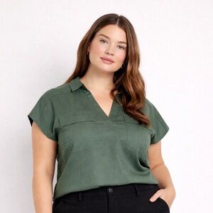 NWT Green Utility Blouse Top
